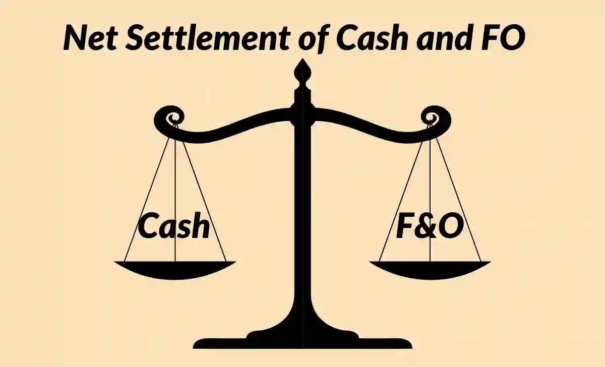 Net Settlement of Cash and FO is written and animated on a weighing scale.